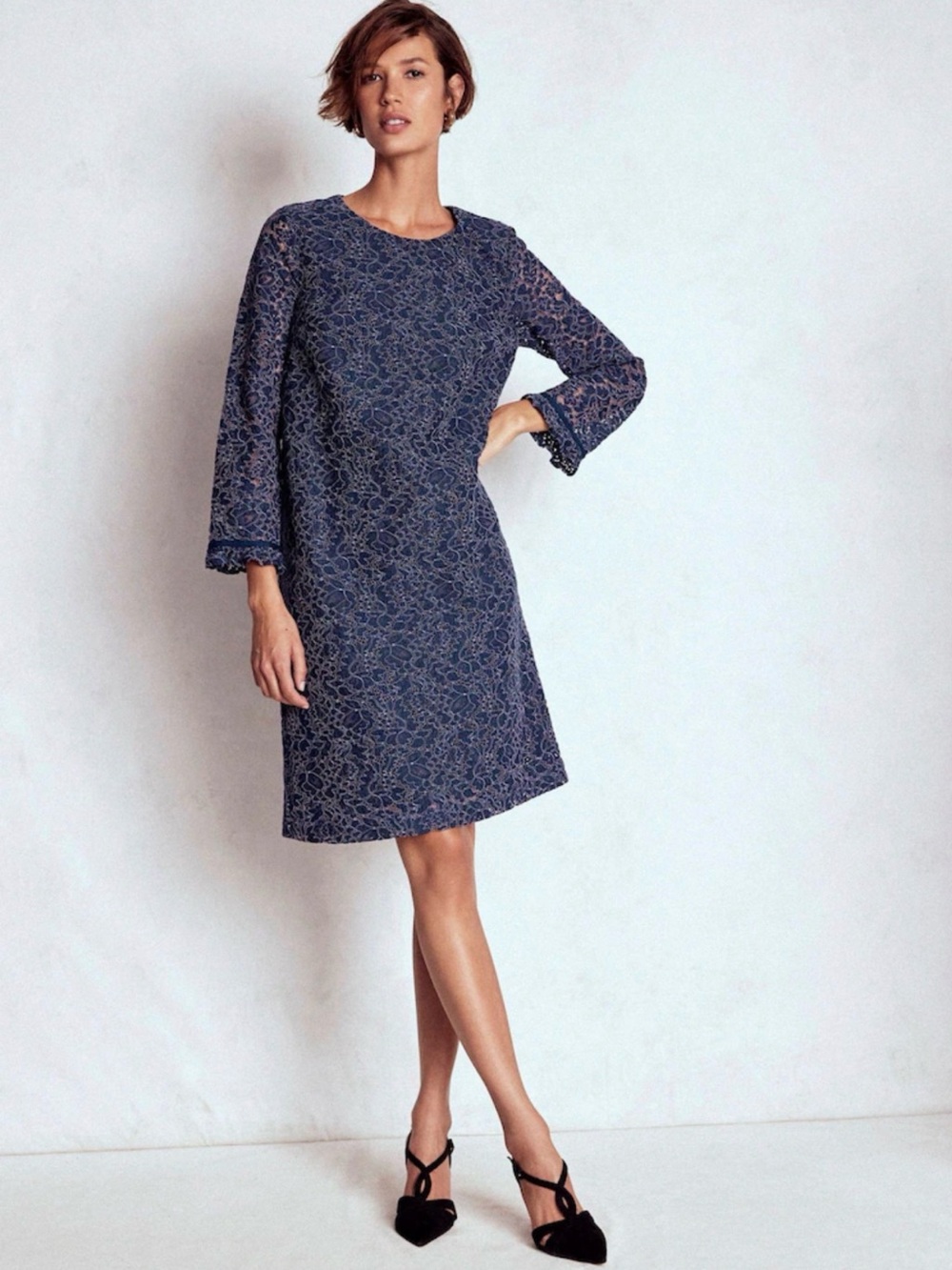 Boden Midnight blue Lace occasion Shift Dress size 10